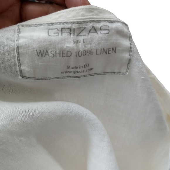 Grizas White Linen Pullover Zip Side Round Neck Pocket Dress Size Large - Picture 4 of 7